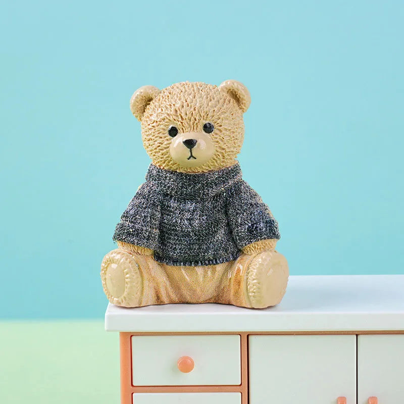 figurine résine ours peluche moderne détaillée couleur multiple décoration jardin anniversaire accessoire diy