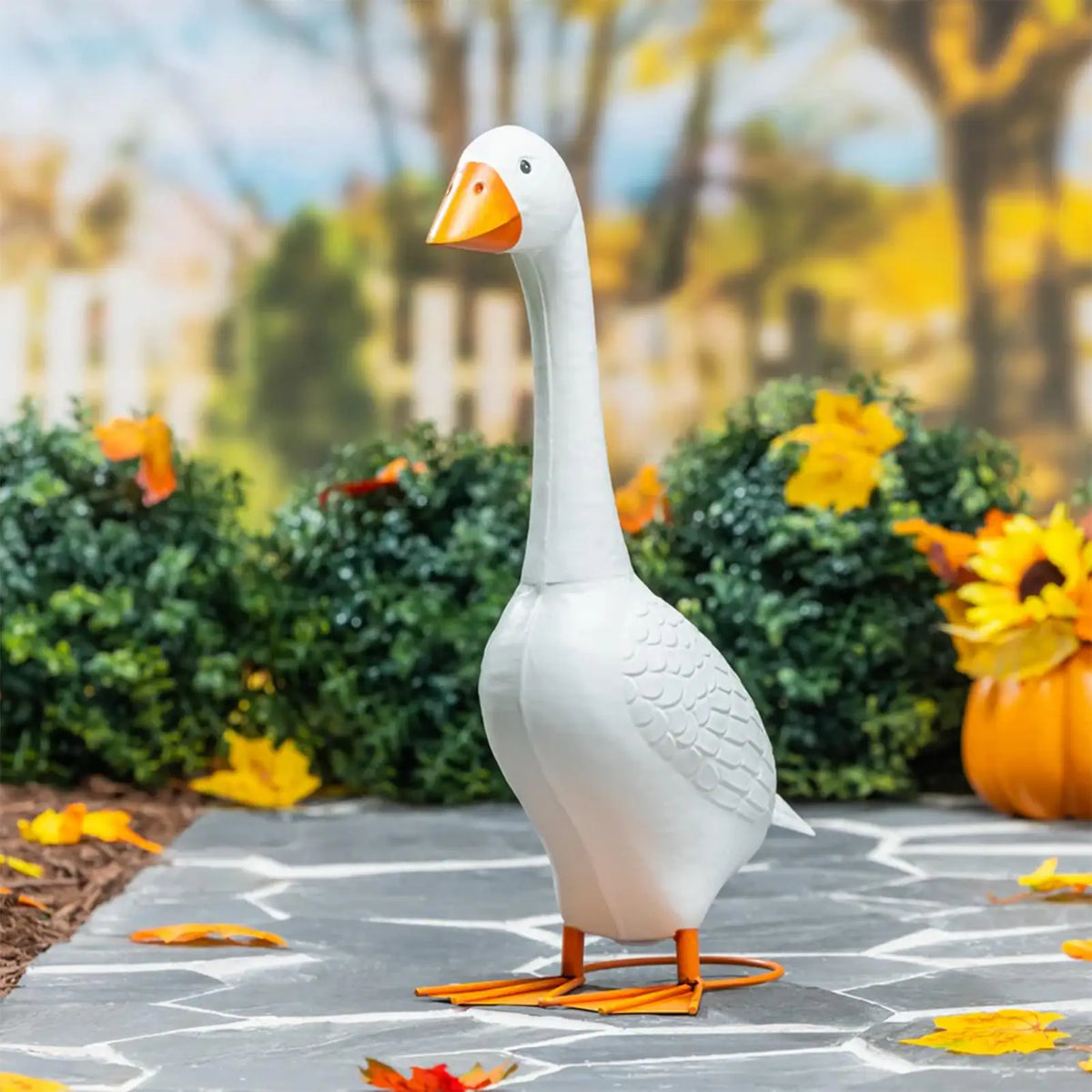 statue canard blanc orange texturé rustique extérieur jardin terrasse intérieur décoration magasin