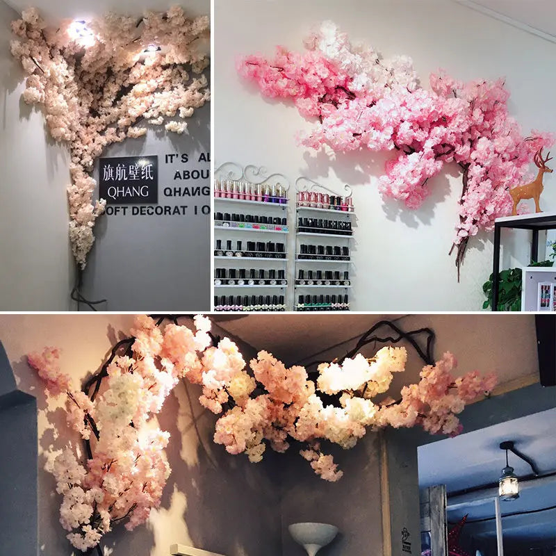 Mur de fleurs de cerisier pour fond de table