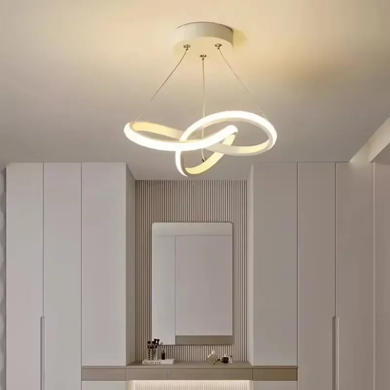 lampe suspendue moderne anneau entrelacés or noir blanc 24cm 30cm