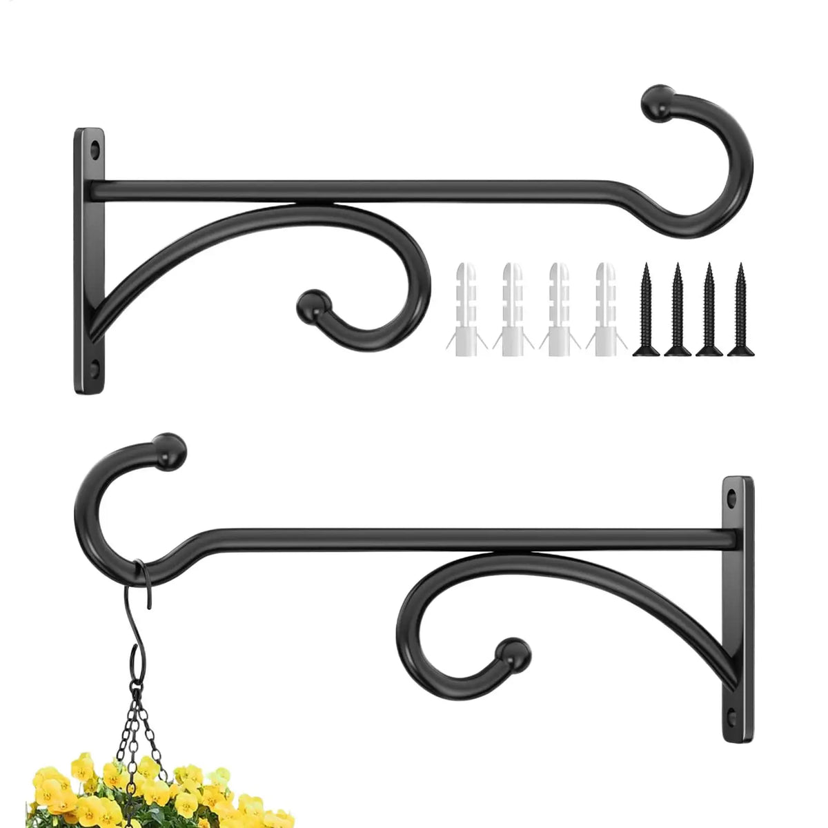 supports muraux métal noir plantes suspendues décoration jardin volutes décoratives fixations muralesextérieurintérieur