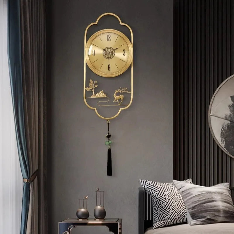 horloge murale or animale paysagiste classique chiffres arabes pendule salon étude chambre