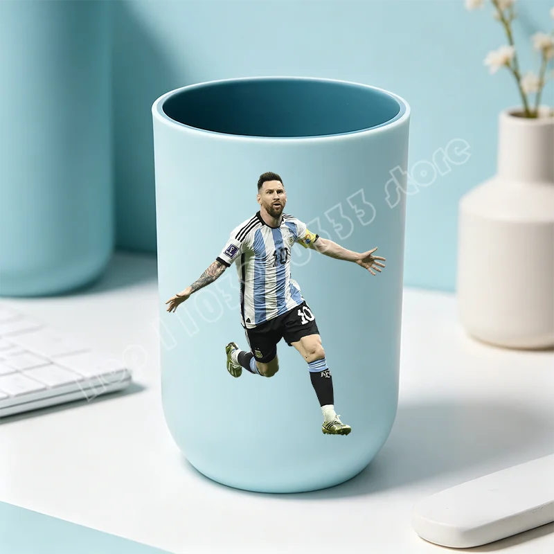 tasse unisexe moderne messi football bleu clair tasse eau brosse dents salle bain ornement