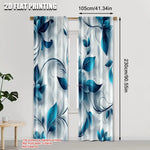 rideaux moderne floral bleu turquoise motifs abstraits deux panneaux polyester semi transparents