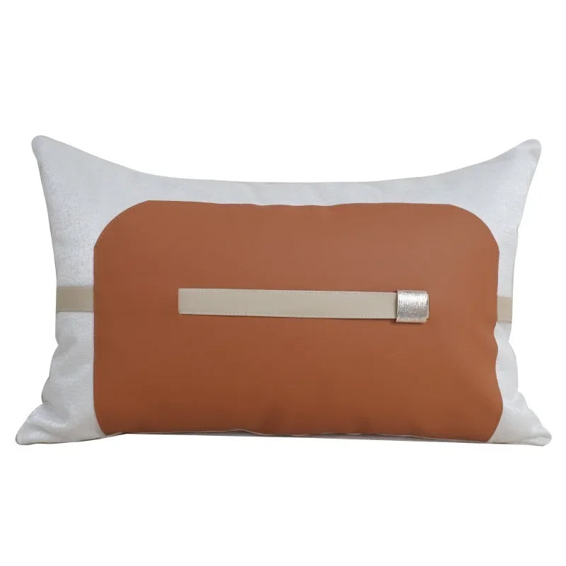 housse coussin carré orange motif géométrique moderne adhésif décoration intérieur