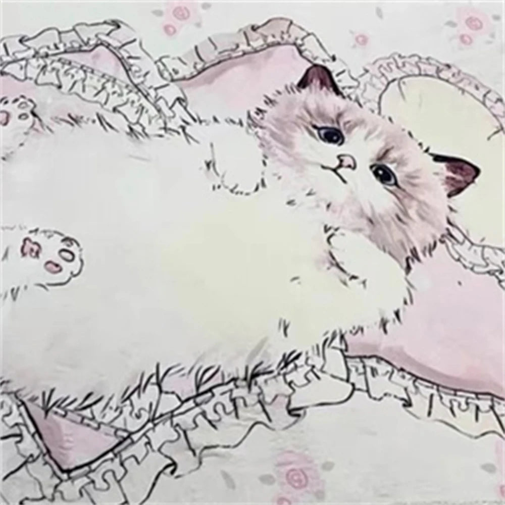 tapis dessin animé mignon chats coeurs rose polyester salon chambre décoration