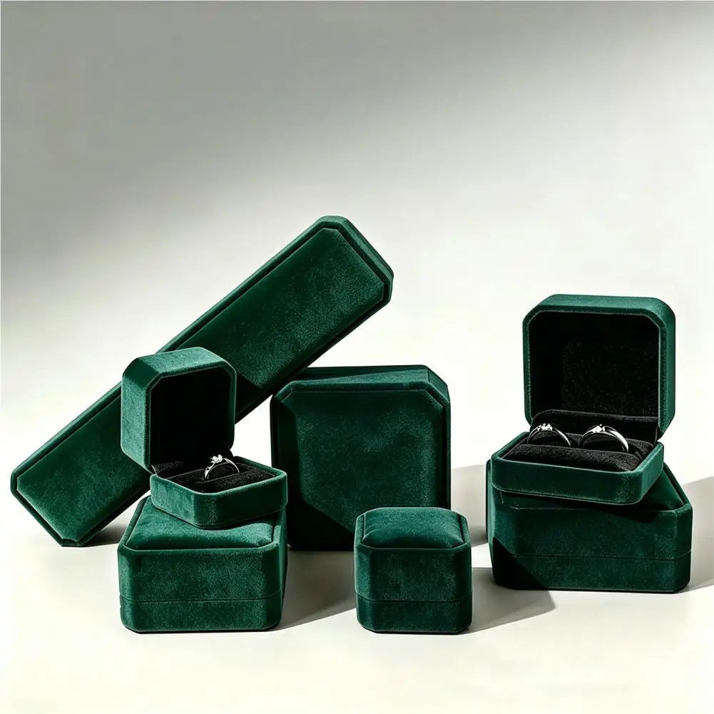boîtes bijoux velours vert foncé classique rangement anneaux anti rayures organisateur voyage