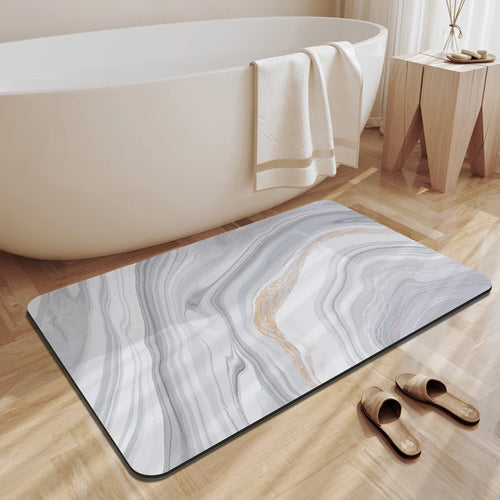tapis bain terre diatomées absorbant motif marbre moderne salle bain séchage rapide