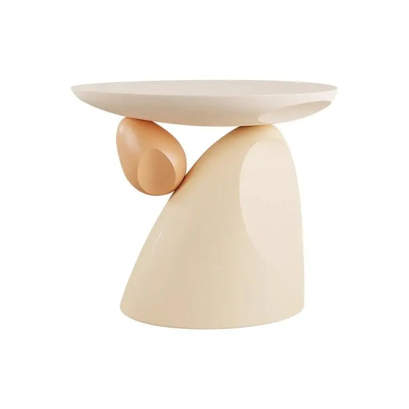table d'appoint moderne sculptural beige clair marron foncé