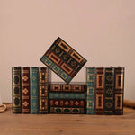 boîtes rangement vintage ornements livre décorative réutilisables ornement doré motifs géométriques