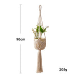 supports plante macramé tissé main motifs géométriques boho couleurs violet bleu beige vert