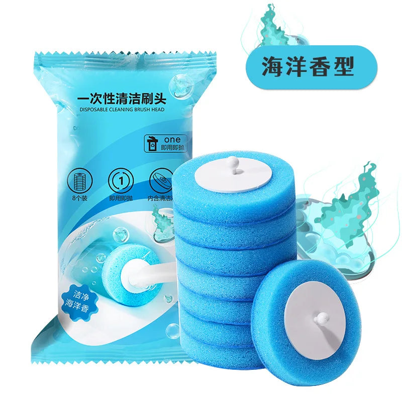 brosse wc jetable adhésive blanche bleue moderne salle bain nettoyage détartrant supplémentaire