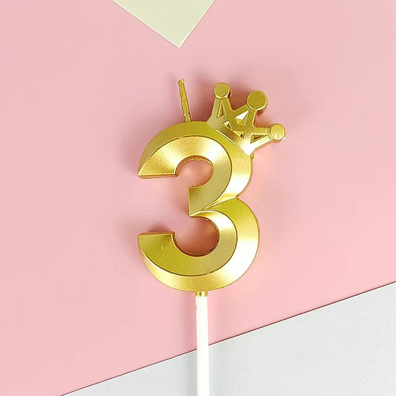bougies chiffres or festives moderne couronne pique anniversaire mariage numérotation