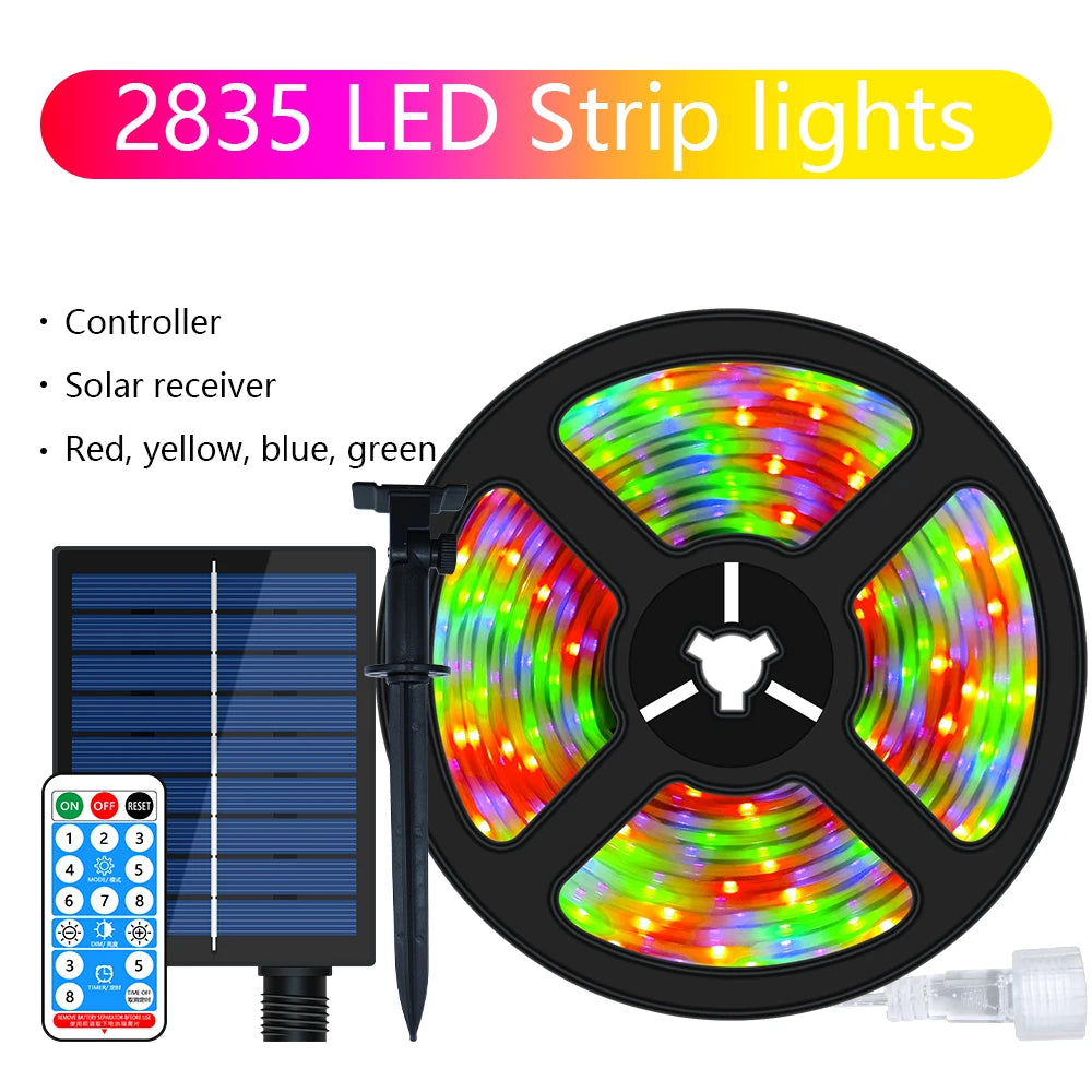 ruban led solaire multicolore modes télécommande moderne décoration extérieure ip67 10mètres
