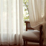 rideau polyester rayé semi transparent moderne minimaliste beige clair maison pièces