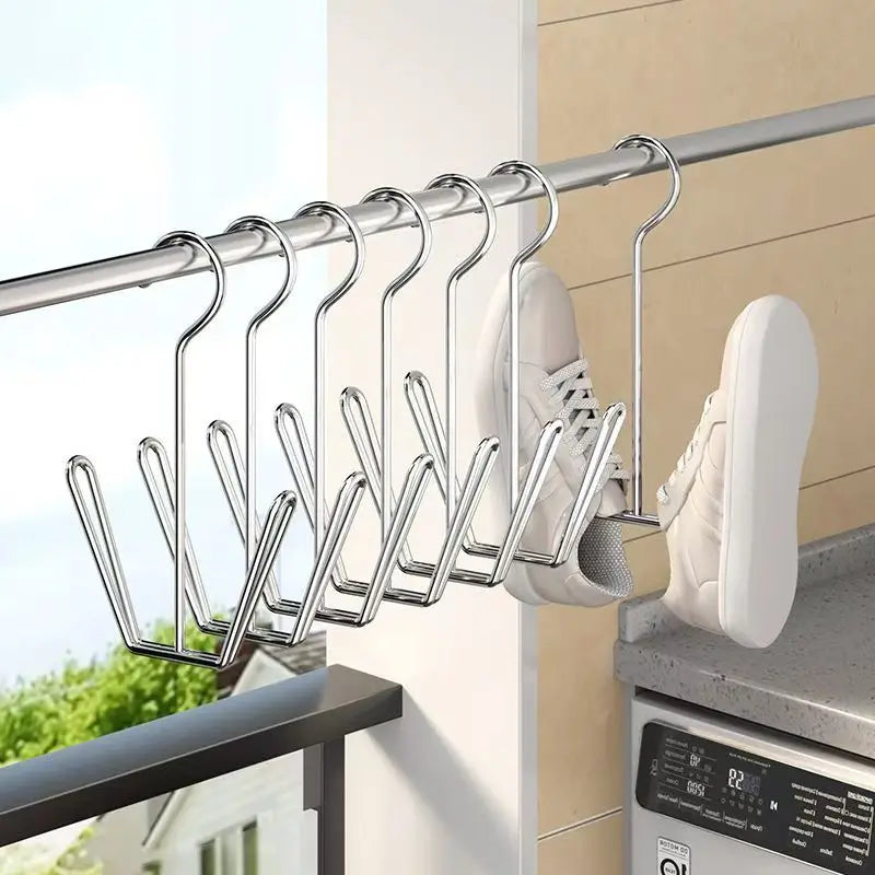 organisateur chaussures multifonctionnel argenté clips barre métallique moderne salle bain entrée balcon