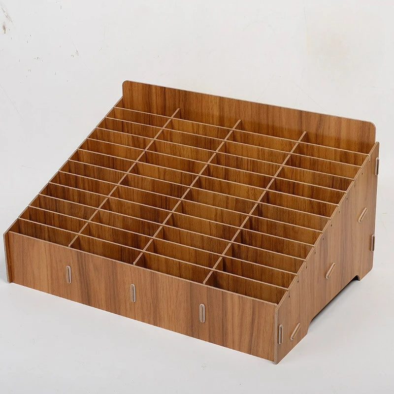 boîte rangement bois naturelle moderne grilles divisées bijoux accessoires rose marron minimaliste