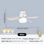 ventilateur lampe intégrée noir blanc moderne minimaliste télécommande inclusion lumière pales abs