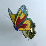 applique murale art nouveau papillon verre coloré bleu rouge verte fixée mur blanc or