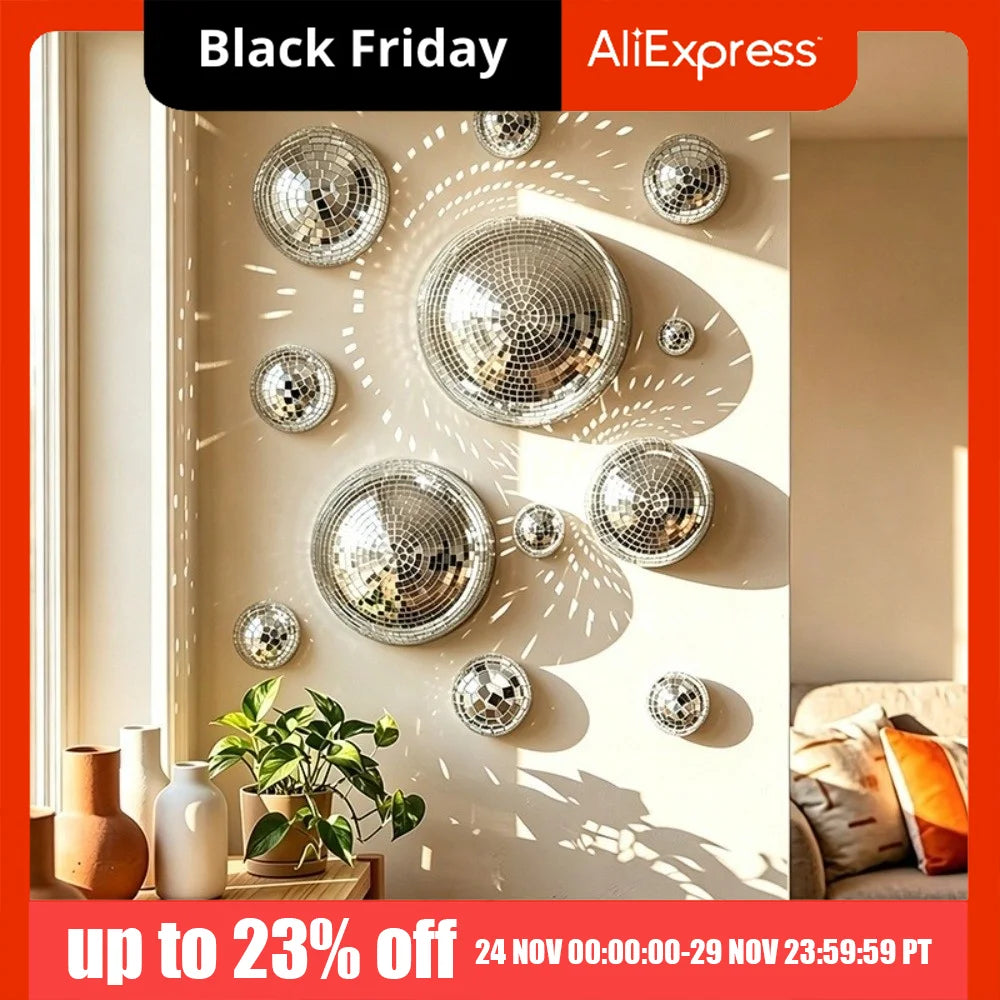 décoration murale moderne stickers disco argentés miroirs brillants adhésifs 4cm 6cm 8cm 10cm 12cm