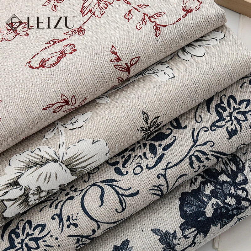 tissu imprimé fleurs feuilles beige bleu rouge résistance abrasion classique vintage 180x150cm 45x150cm 90x150cm