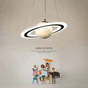 lampe suspendue saturne led anneaux lumineux suspension moderne chambre enfantDecorationSpatialImaginationAnneauxLumineuxSphèreOpaqueMarbré