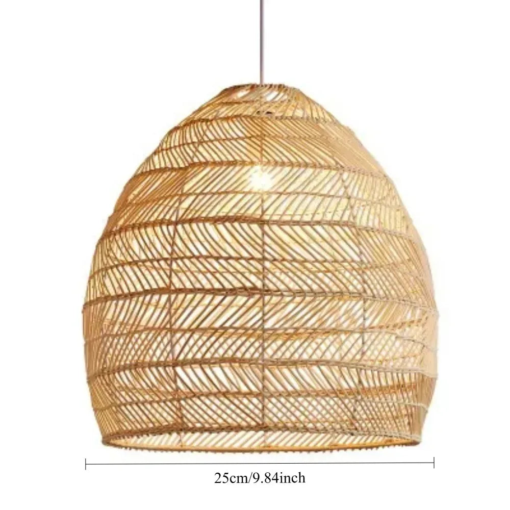 suspension moderne rotin naturel tissage géométrique chaîne métallique salon chambre restaurant