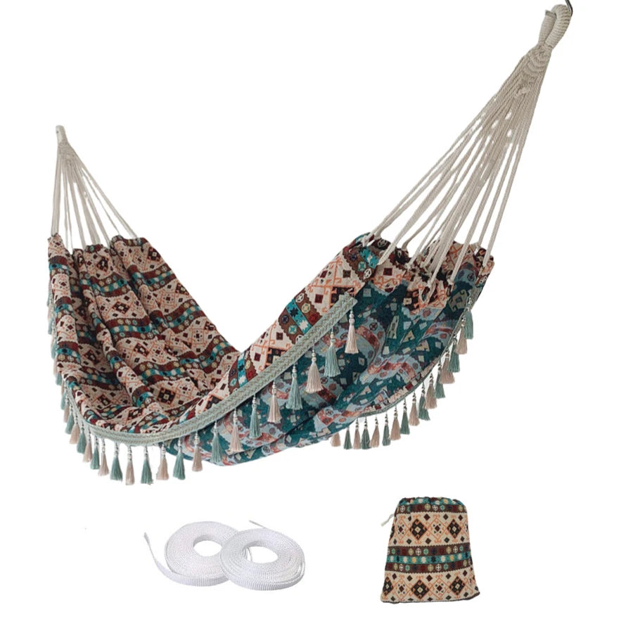hamac multicolore aztèque boho chic tassel extérieur adultes géométrique polyester