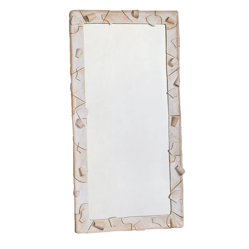 miroir decoratif moderne blanc beige cadre macramé pied maison art deco