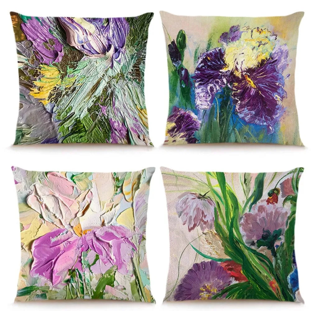 taie d'oreiller violet fleur abstraite 45x45cm zip closure moderne salon chambre coucher