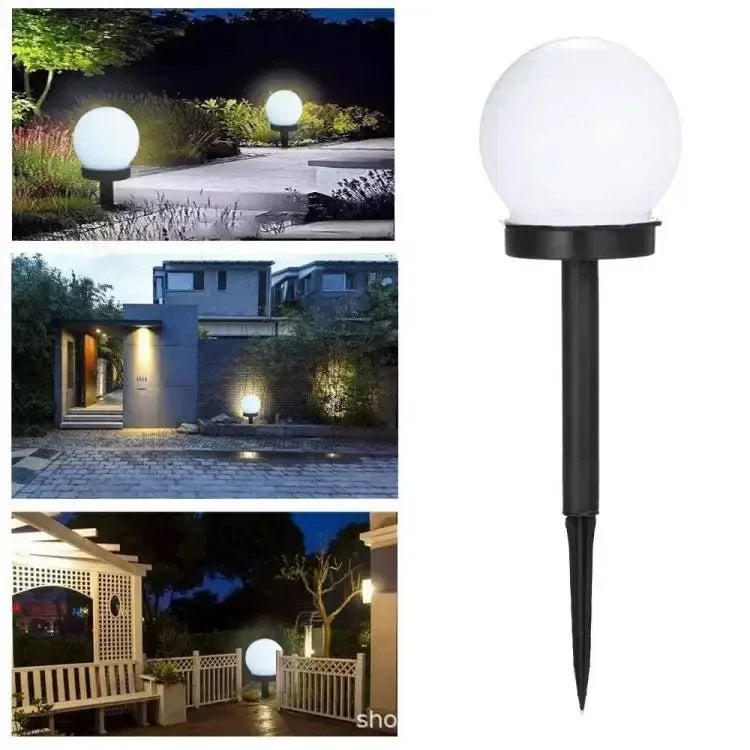 lampe solaire moderne sphérique translucide blanc noir énergétique extérieure jardin épingle détachable panneau solaire