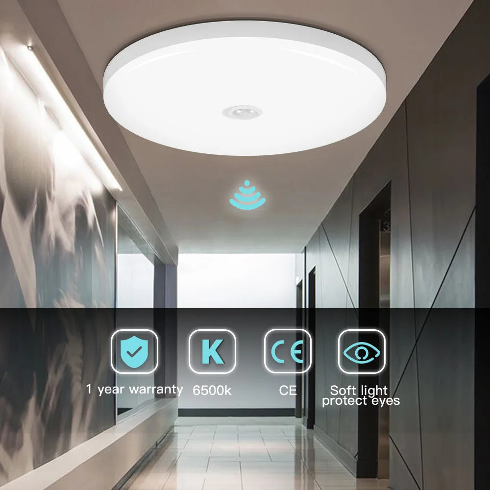lampe led motion sensor veilleuse nuit chambre couloir salle bain blanc moderne radar 12w