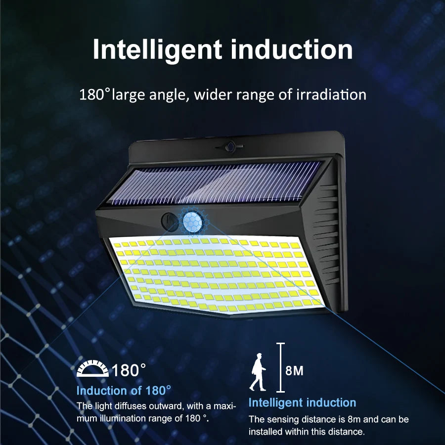 lumière solaire led 176 diodes capteur mouvement moderne jardin sécurité