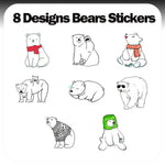 sticker ours polaire décalcomanie dessin animé adhésif 500 pièces rouleau blanc gris rouge vert