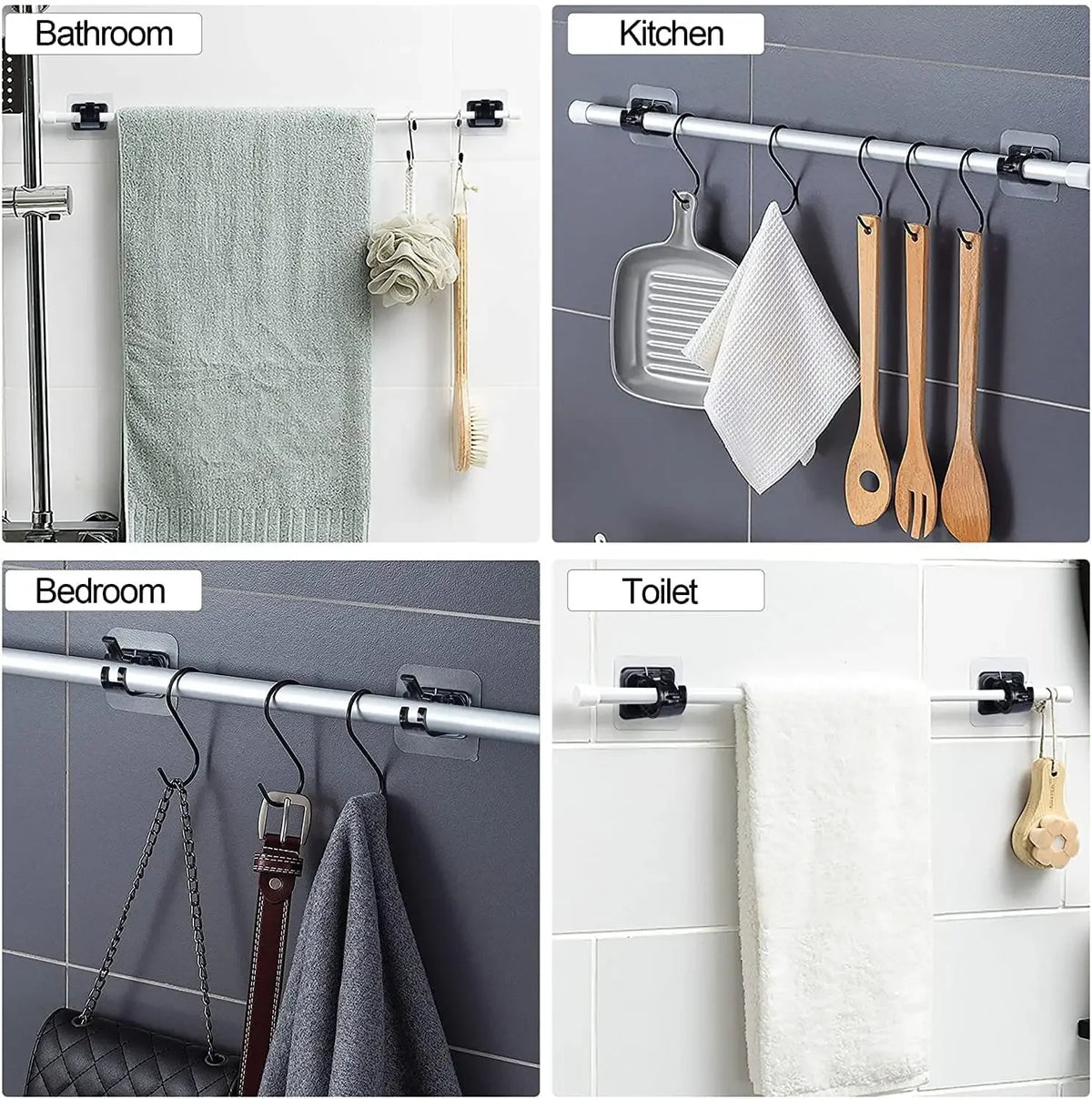 crochets muraux adhésifs transparents blancs noirs modernes rangement douche 12 pièces