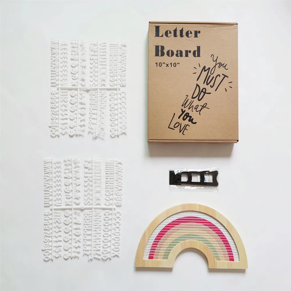lettres bois arc ciel lettreboard moderne décoration festive planche messages messages colorés boîte rangement