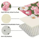 tapis bain doux fleurs imprimées anti dérapant moderne vert rose blanc