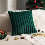coussin housse fourrure vert rayé adhésif decoration noel canape lit confortable soft 45x45