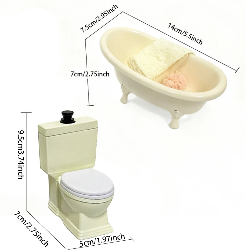 accessoires maison poupée fonte miniature toilettes baignoire 12 décoration chambre maison