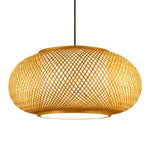 suspension bambou tressé moderne naturel 40cm 50cm 60cm tissage régulier chaîne métallique rustique
