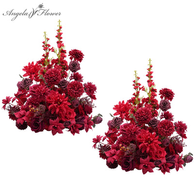 bouquet artificiel fleurs roses boule rouge décoration intérieure extérieure anniversaire mariage élégant classique soie