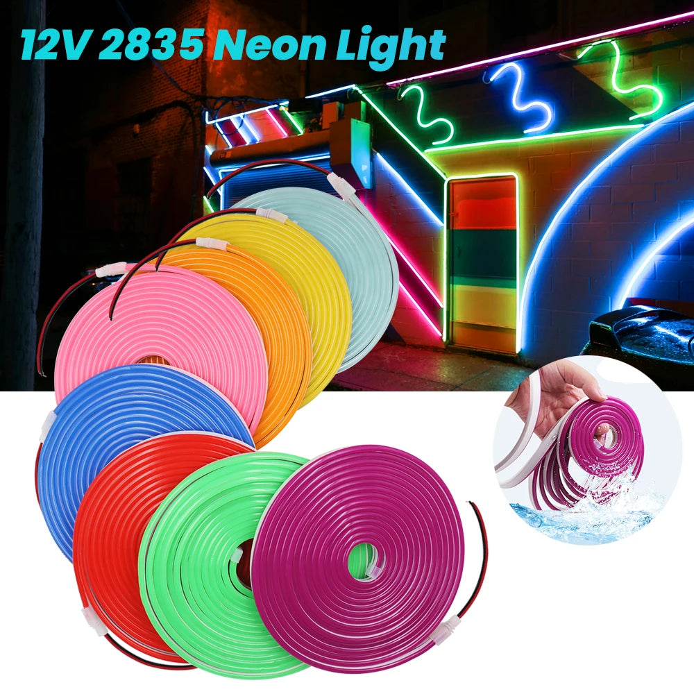 ruban led néon flexible rose blanc vert bleu adhésif moderne toujours allumé 12v 6mm