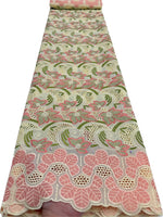 tissu brodé violet bleu rose floral occasion mariage qualité élevée dentelle polyester opaque élégant