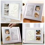 Cadre photo multi photos empreintes main patte noir blanc décoratif sentimental familial