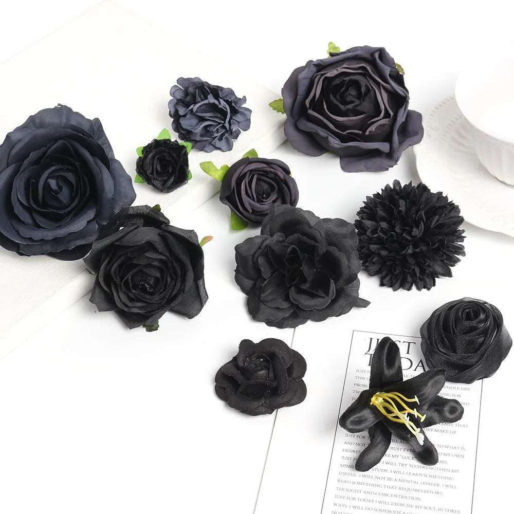 fleurs artificielles noires roses pivoines classiques intérieures décoration anniversaire baby shower événements