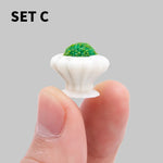 miniature pots fleurs blanc détails relief décoration jardin diy artificiels