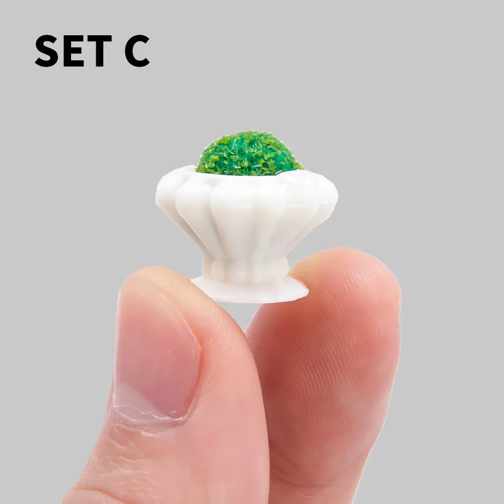 miniature pots fleurs blanc détails relief décoration jardin diy artificiels