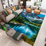 tapis paysage naturel moderne cascade forêt bleu vert blanc gris durable maison hôtelextérieur