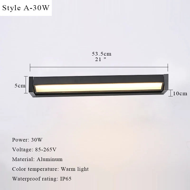 éclairage led moderne extérieur mural noir jaune 12w 18w 30w certifié ul rohs fcc