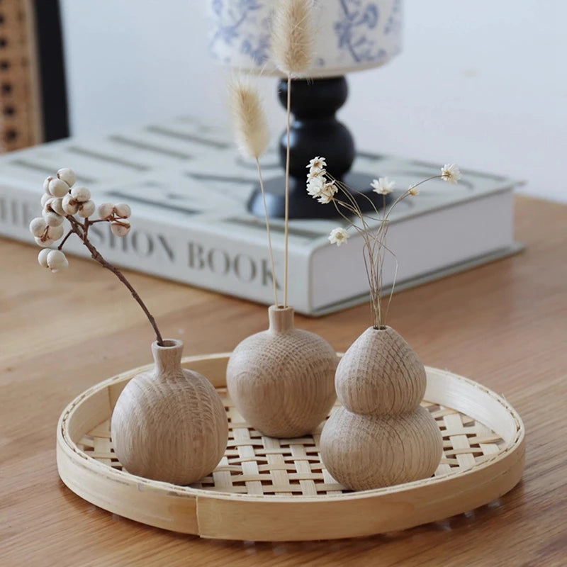 vases bois naturel modernes décoration maison salons bureaux cadeaux mères fleurs séchées minimaliste